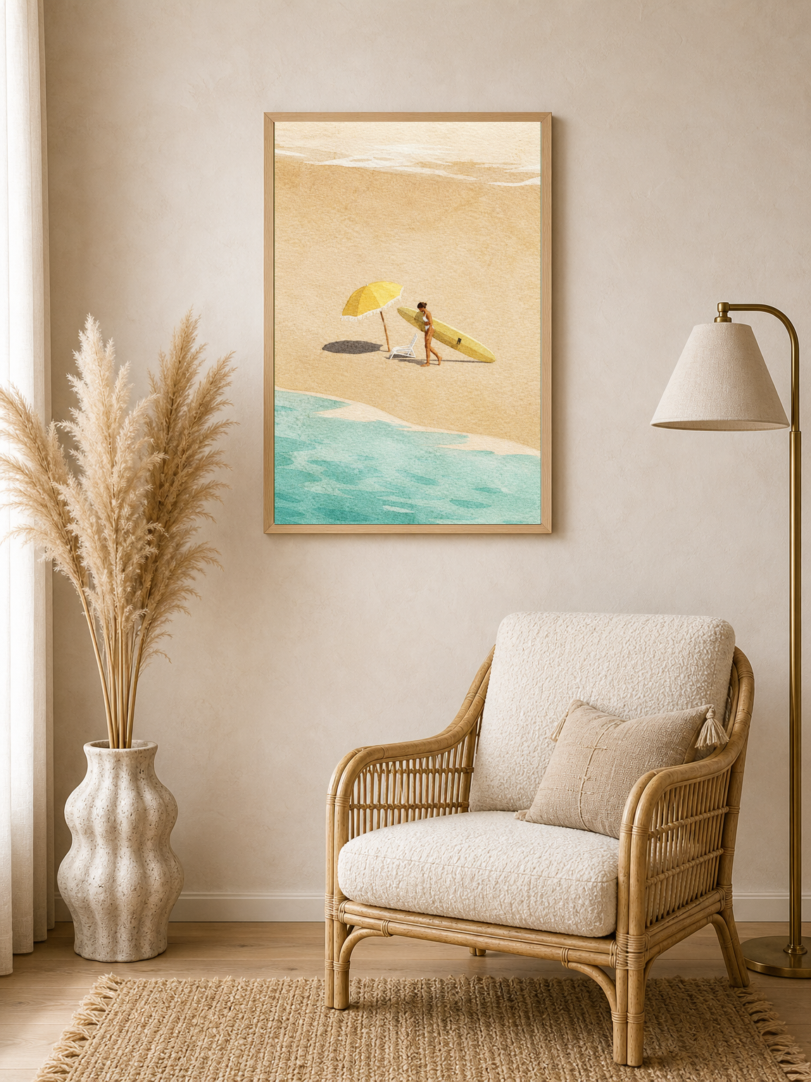 Minimal Surf Beach Wall Art Print - wood framed poster