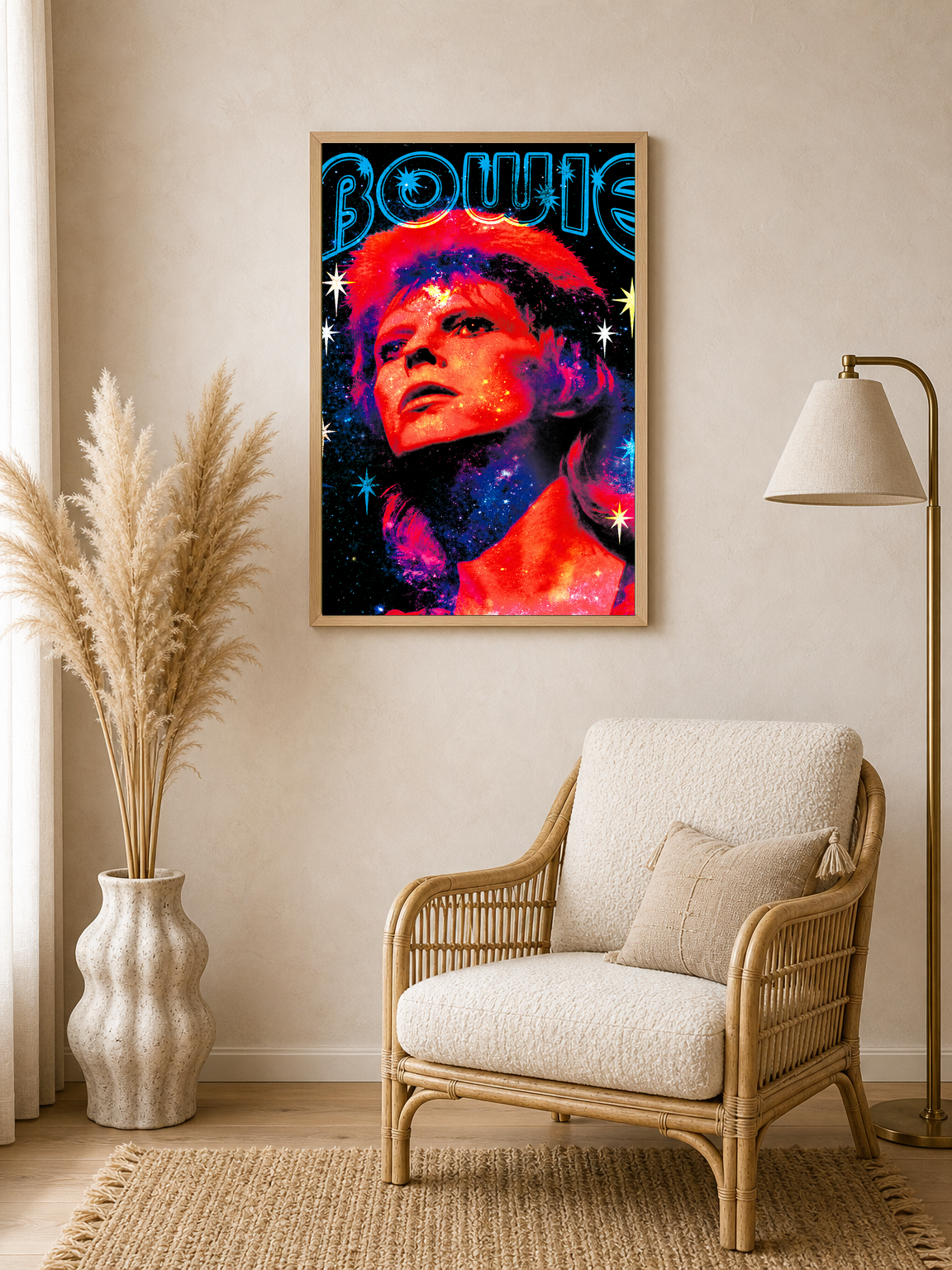 Cosmic Bowie Pop Art Wall Art Print - wood framed poster