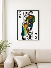 King of Spades Dalmatian Playing Card Wall Art Print - black framed