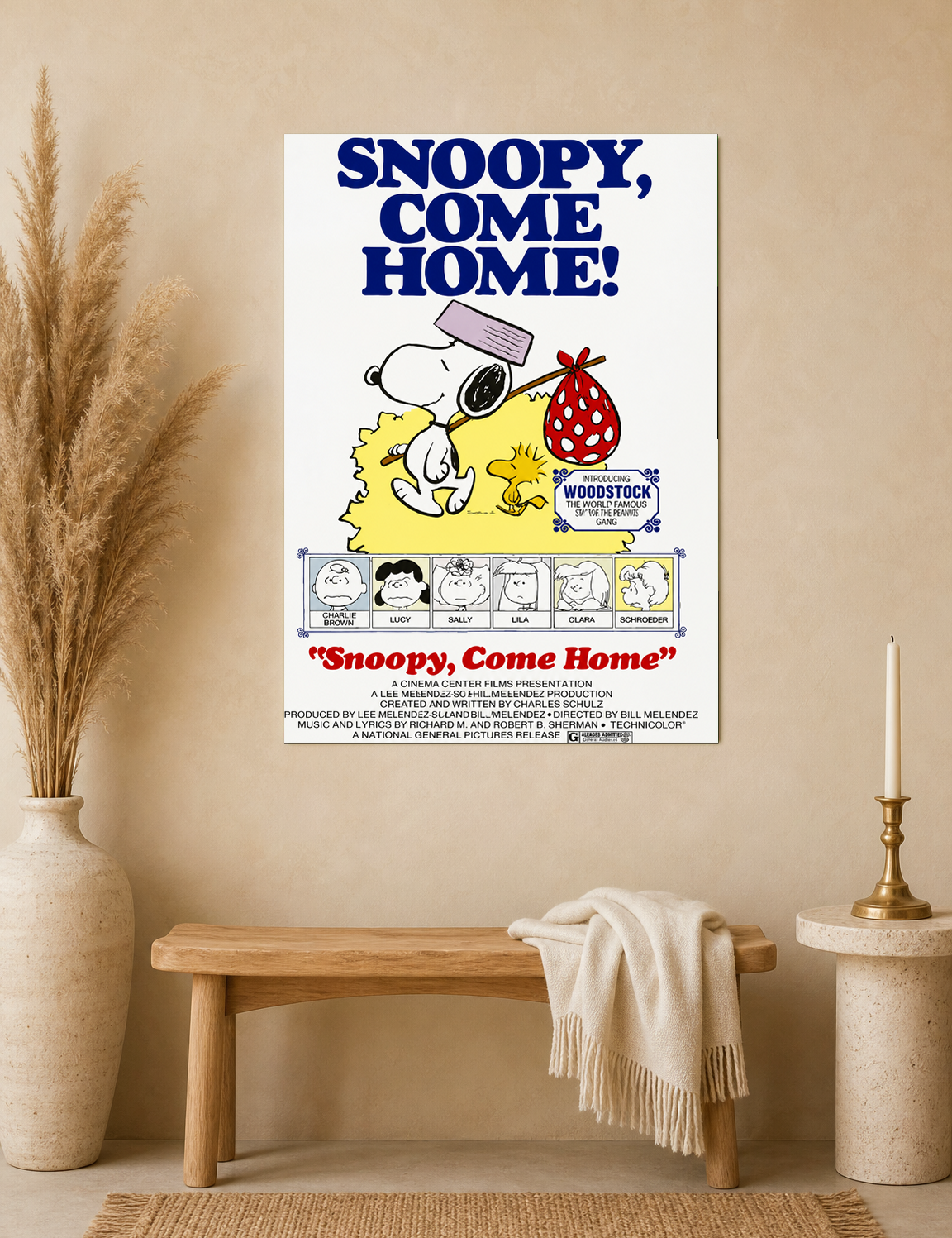 Snoopy, Come Home Classic Wall Art Print - unframed mockup