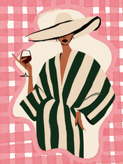 Chic Woman in Stripes Wall Art Print - unframed