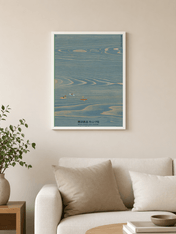 Minimal Kayak Lake Aerial Wall Art Print - white framed
