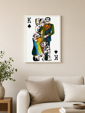 King of Spades Dalmatian Playing Card Wall Art Print - white framed