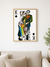 King of Spades Dalmatian Playing Card Wall Art Print - wood framed poster