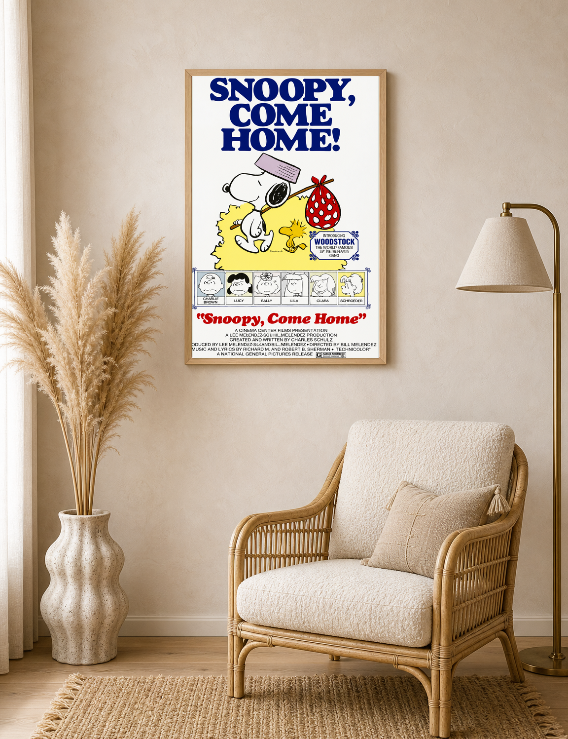 Snoopy, Come Home Classic Wall Art Print - wood framed poster