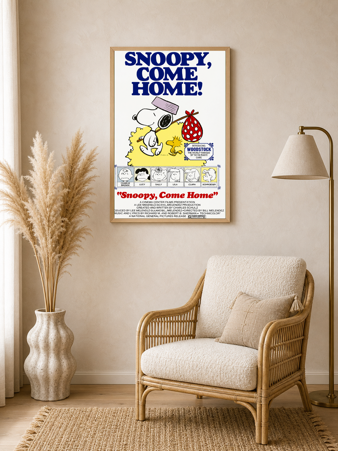 Snoopy, Come Home Classic Wall Art Print - wood framed poster