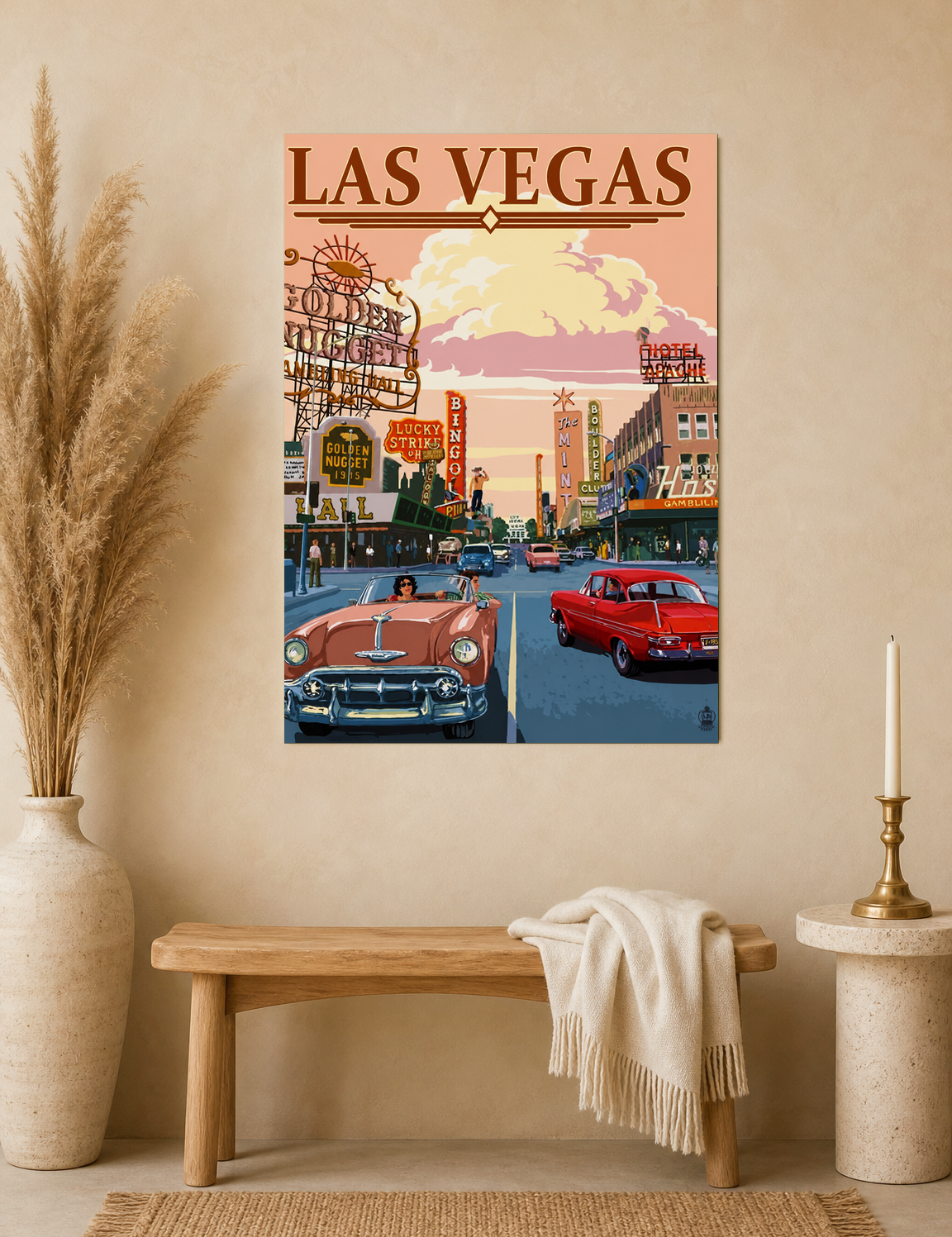 Las Vegas Vintage Cars Wall Art Print - unframed mockup