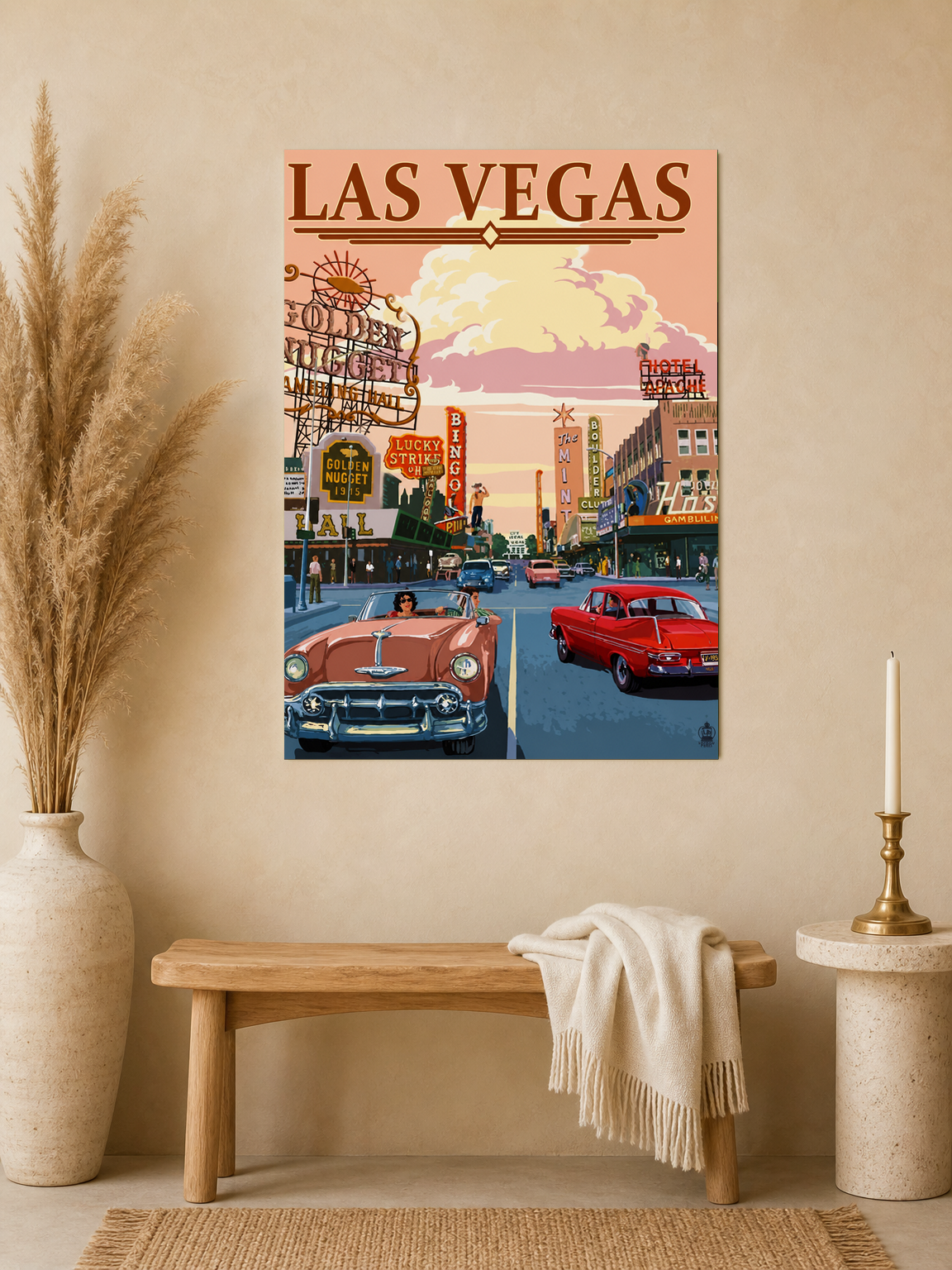 Las Vegas Vintage Cars Wall Art Print - unframed mockup