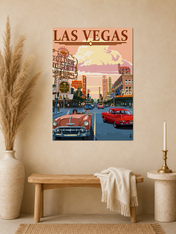 Las Vegas Vintage Cars Wall Art Print - unframed mockup