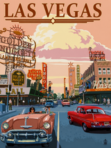 Las Vegas Vintage Cars Wall Art Print