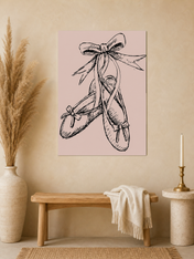 Ballet Pointe Shoes Wall Art Print on Blush Pink - unframed mockup