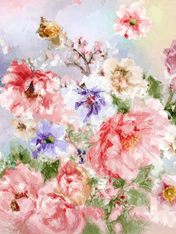 Impressionist Pastel Floral Wall Art Print - unframed