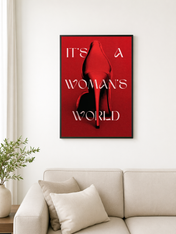 It's A Woman's World Red Fashion Wall Art Print - black framed
