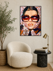 Glam Fashion Portrait Wall Art Print - black framed