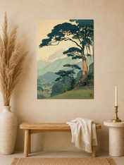 Japanese Mountain Landscape Wall Art Print - unframed mockup