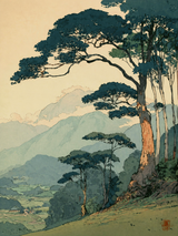 Japanese Mountain Landscape Wall Art Print