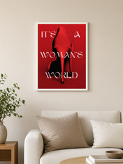 It's A Woman's World Red Fashion Wall Art Print - white framed