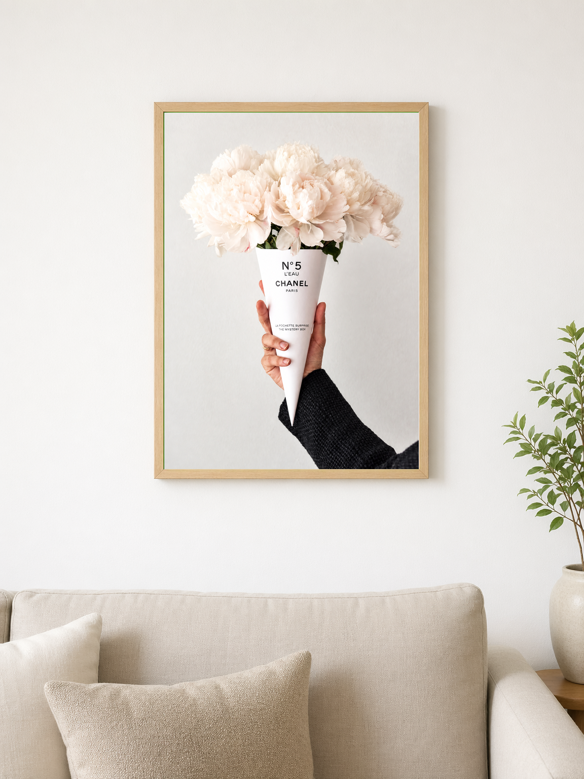 No.5 Peony Bouquet Wall Art Print - wood framed poster