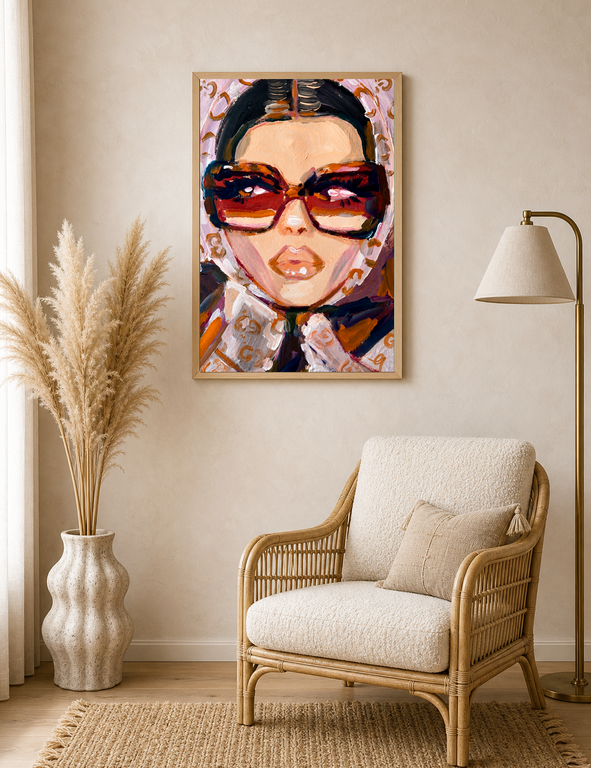 Glam Fashion Portrait Wall Art Print - wood framed poster