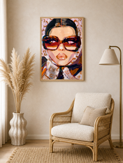 Glam Fashion Portrait Wall Art Print - wood framed poster