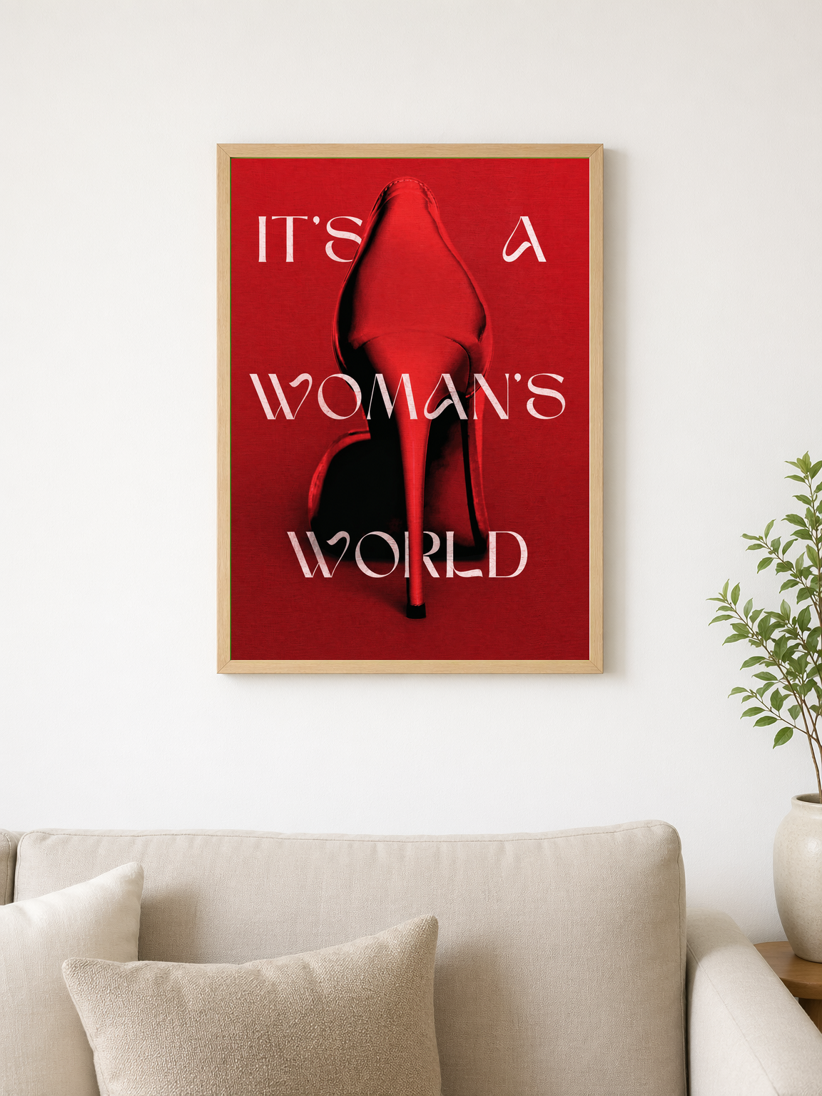 It's A Woman's World Red Fashion Wall Art Print - wood framed poster