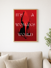 It's A Woman's World Red Fashion Wall Art Print - wood framed poster