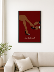 Live Deliciously Fashion Wall Art Print - black framed