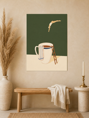 Minimal Swimmer Coffee Cup Wall Art Print - unframed mockup