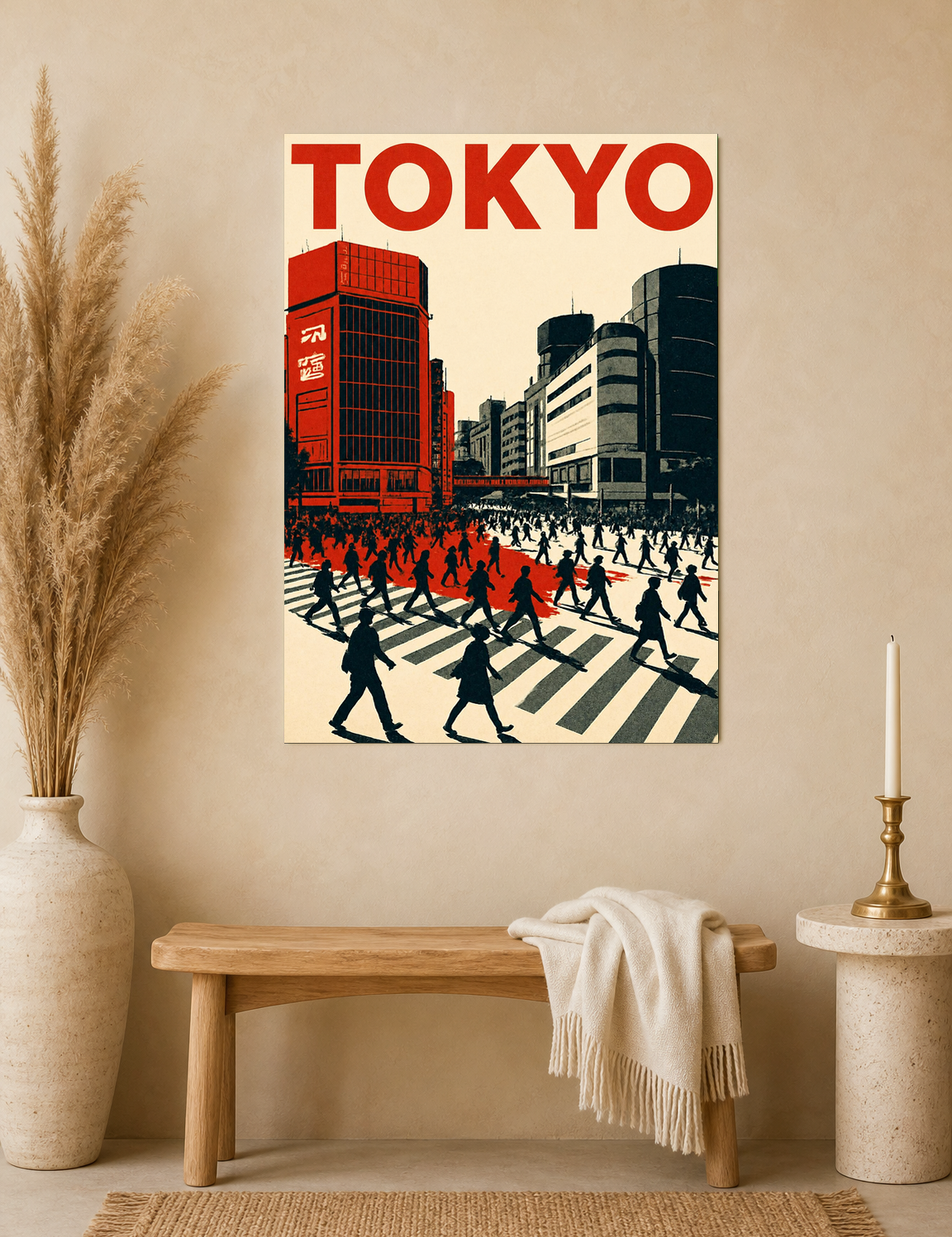 Tokyo City Crosswalk Wall Art Print - unframed mockup