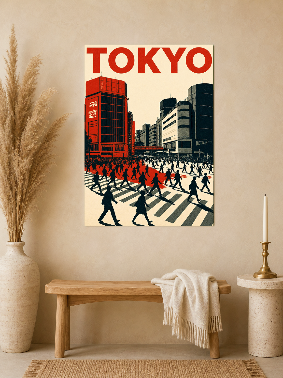Tokyo City Crosswalk Wall Art Print - unframed mockup