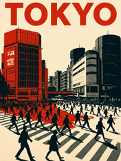 Tokyo City Crosswalk Wall Art Print - unframed