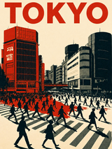 Tokyo City Crosswalk Wall Art Print