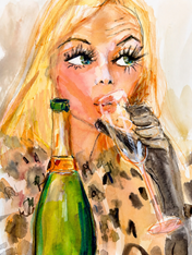 Glam Champagne Portrait Wall Art Print - unframed
