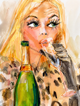 Glam Champagne Portrait Wall Art Print