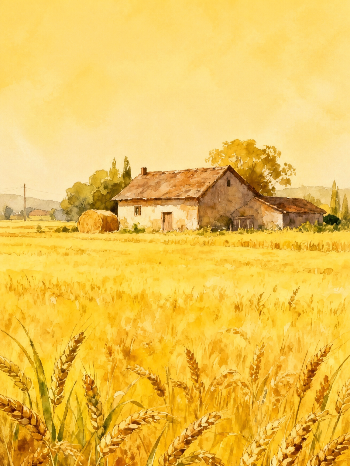 Golden Wheat Field Farmhouse Wall Art Print - unframed