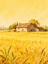 Golden Wheat Field Farmhouse Wall Art Print