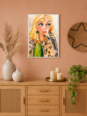 Glam Champagne Portrait Wall Art Print - white framed