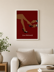 Live Deliciously Fashion Wall Art Print - white framed