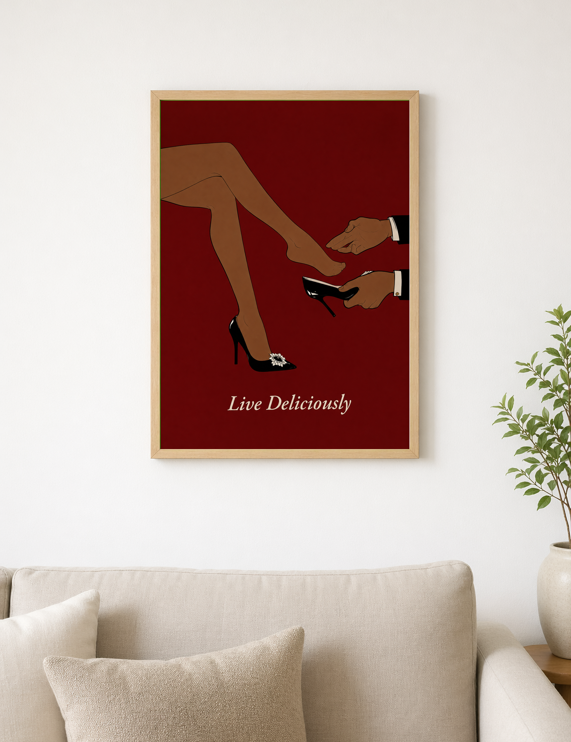 Live Deliciously Fashion Wall Art Print - wood framed poster