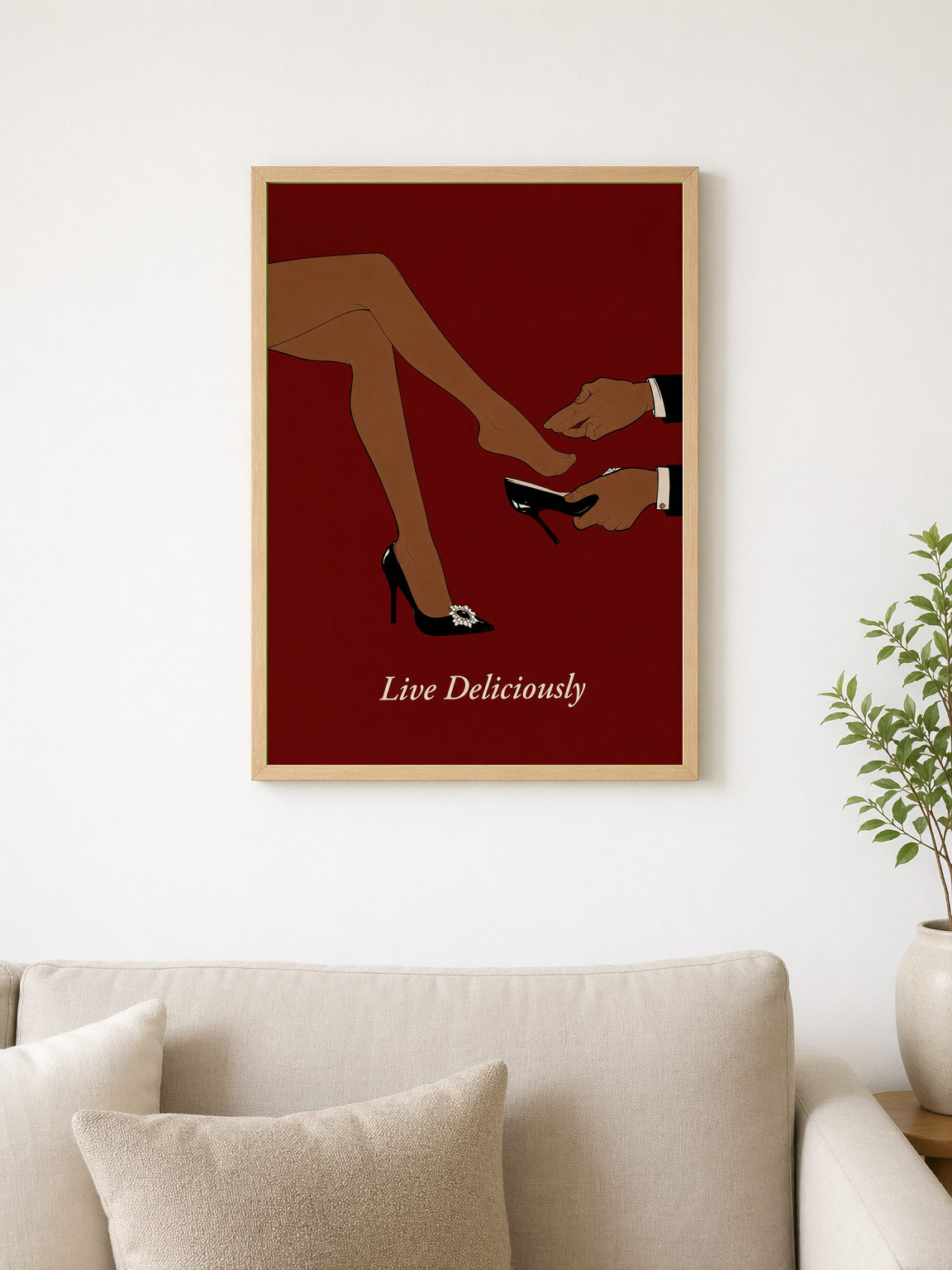 Live Deliciously Fashion Wall Art Print - wood framed poster
