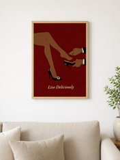 Live Deliciously Fashion Wall Art Print - wood framed poster