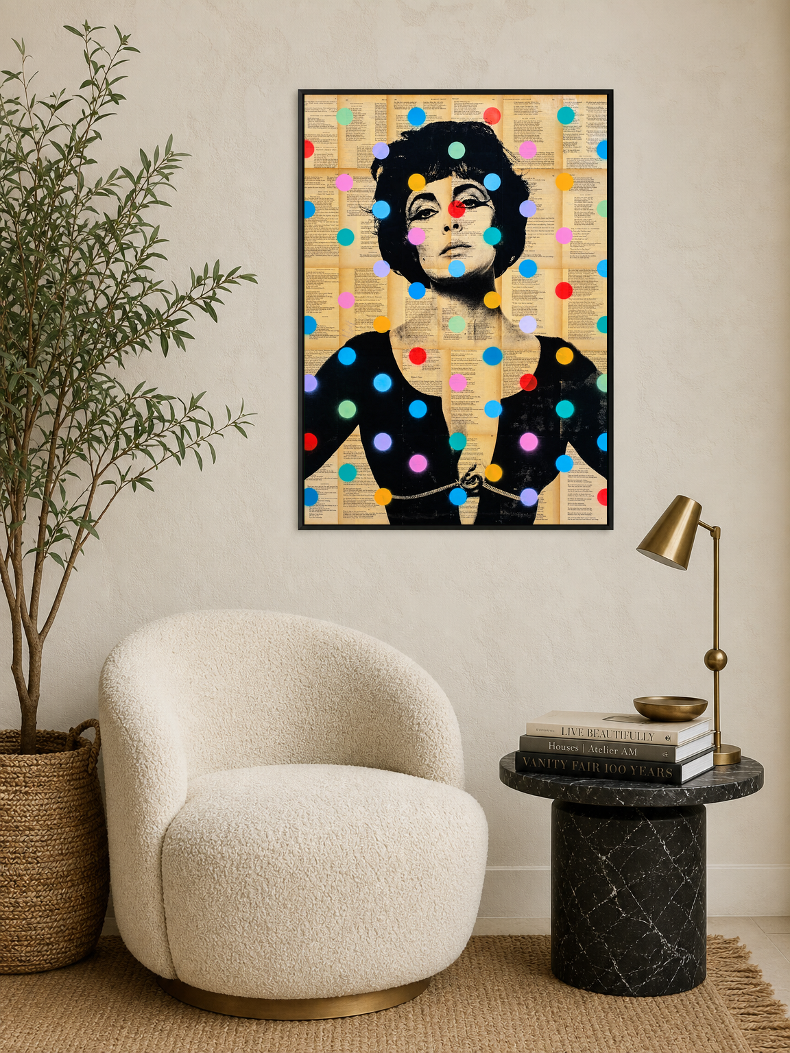 Pop Art Woman Portrait Wall Art Print - black framed