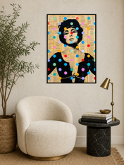 Pop Art Woman Portrait Wall Art Print - black framed