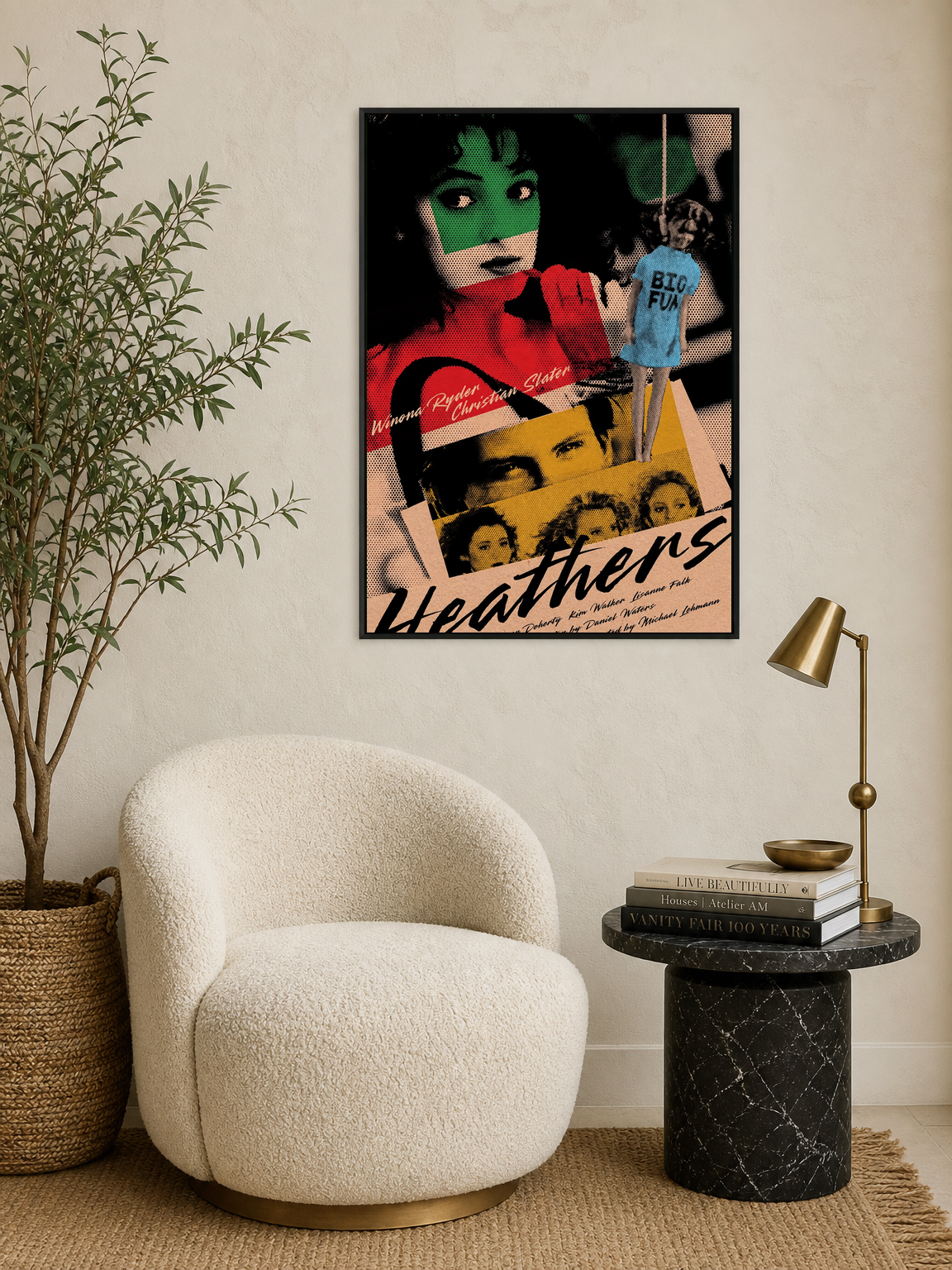 Heathers Retro Movie Poster Wall Art Print - black framed