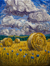 Swirled Hay Bales Landscape Wall Art Print