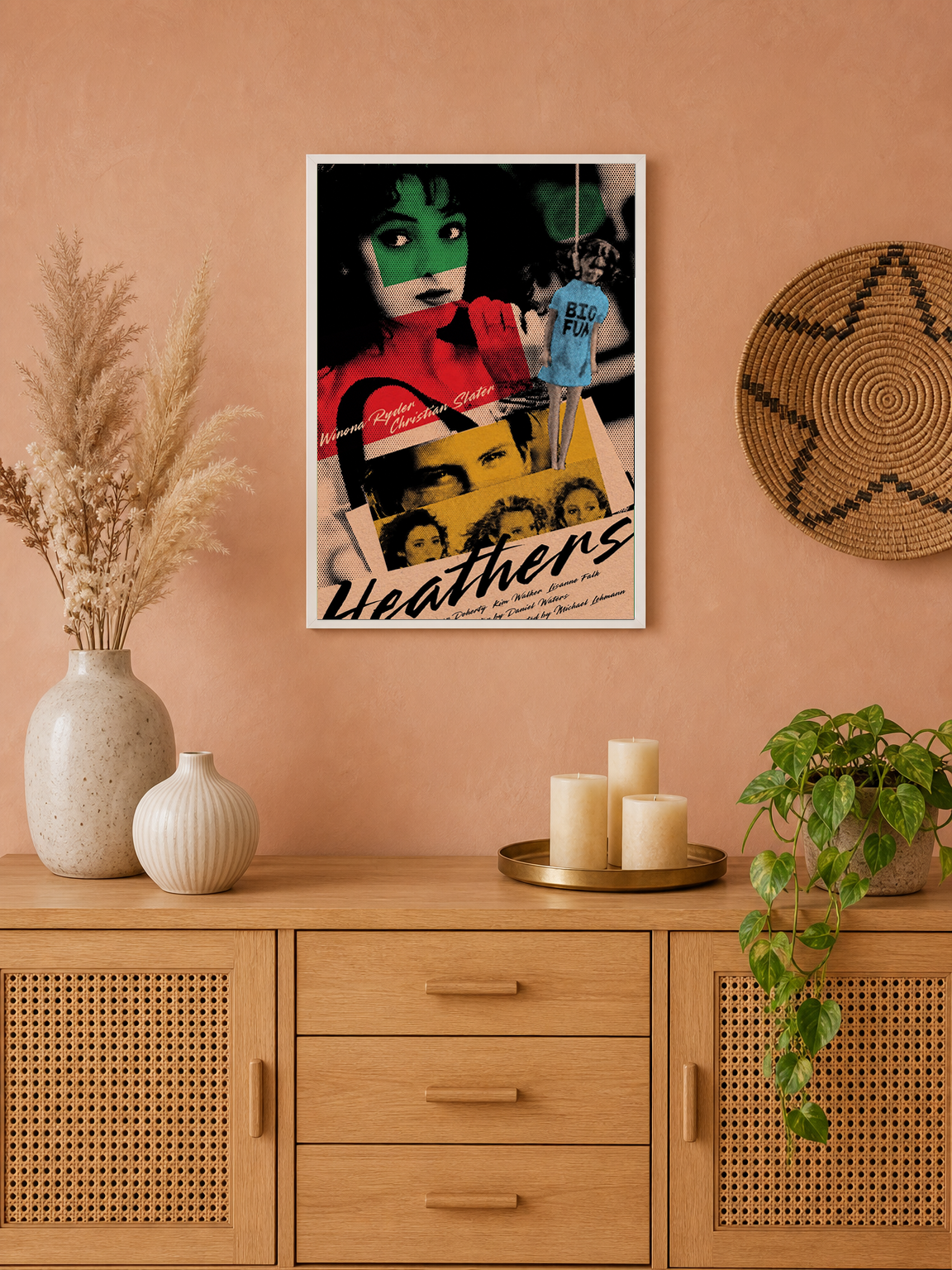Heathers Retro Movie Poster Wall Art Print - white framed