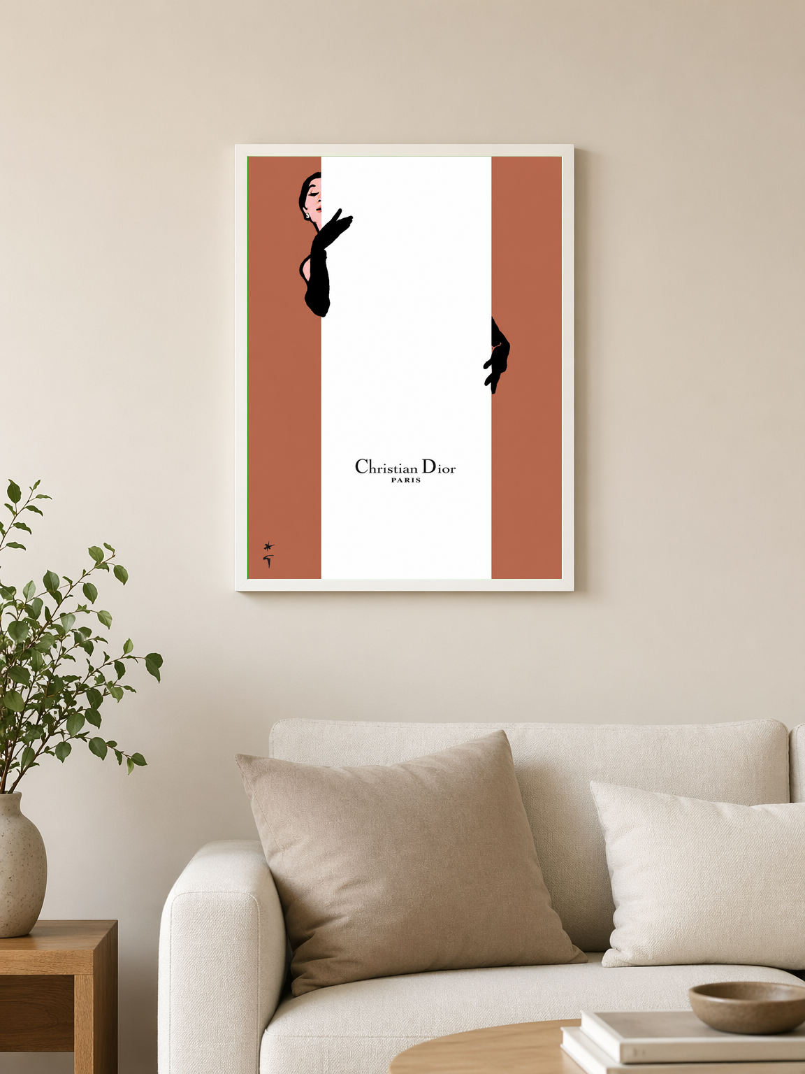 Christian Dior Paris Fashion Wall Art Print - white framed
