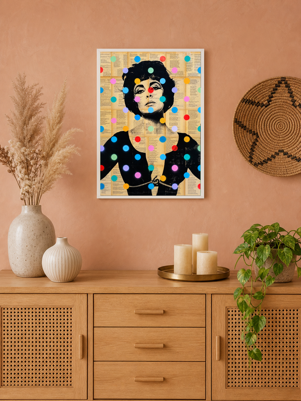 Pop Art Woman Portrait Wall Art Print - white framed