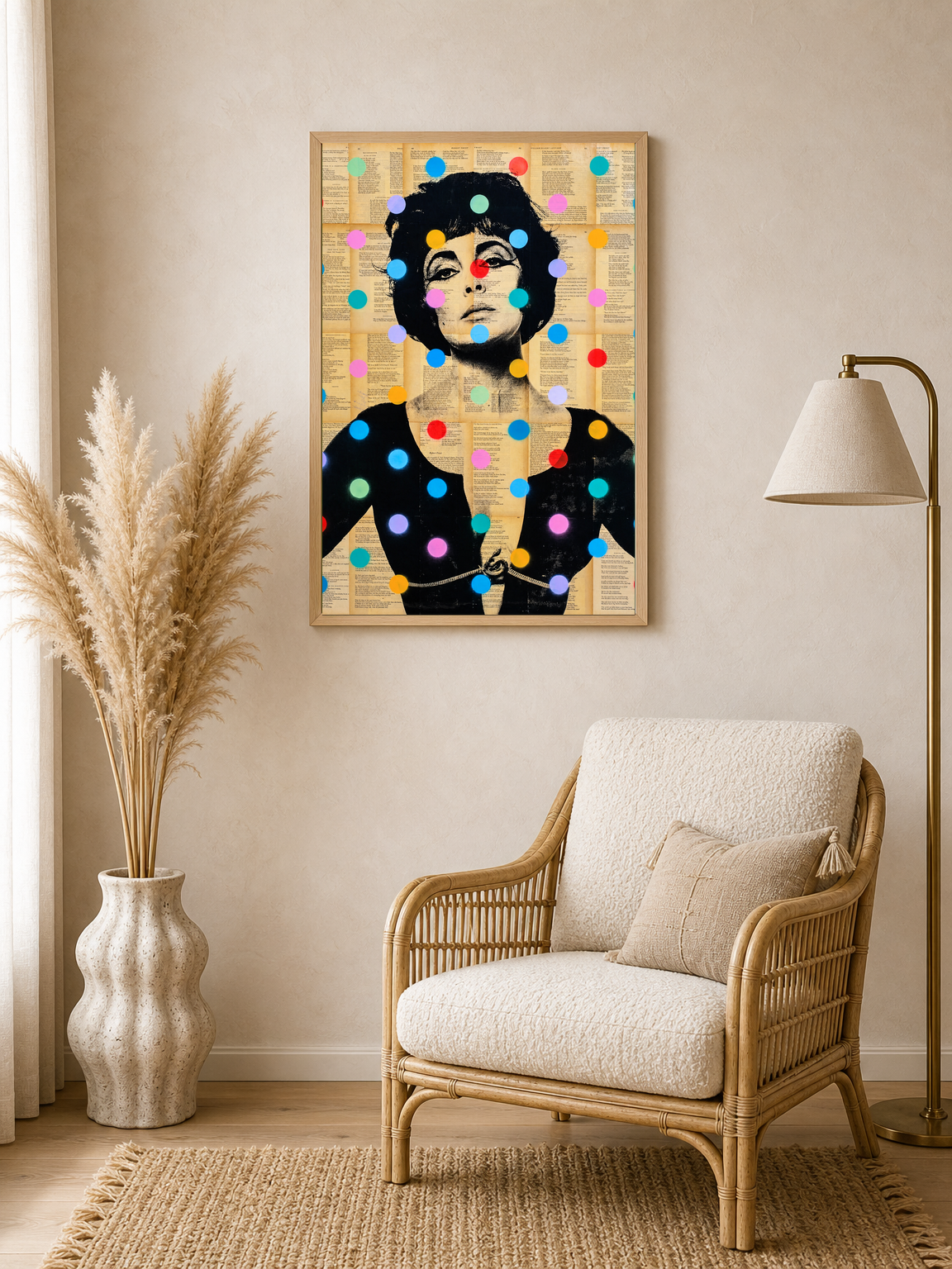 Pop Art Woman Portrait Wall Art Print - wood framed poster