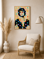 Pop Art Woman Portrait Wall Art Print - wood framed poster